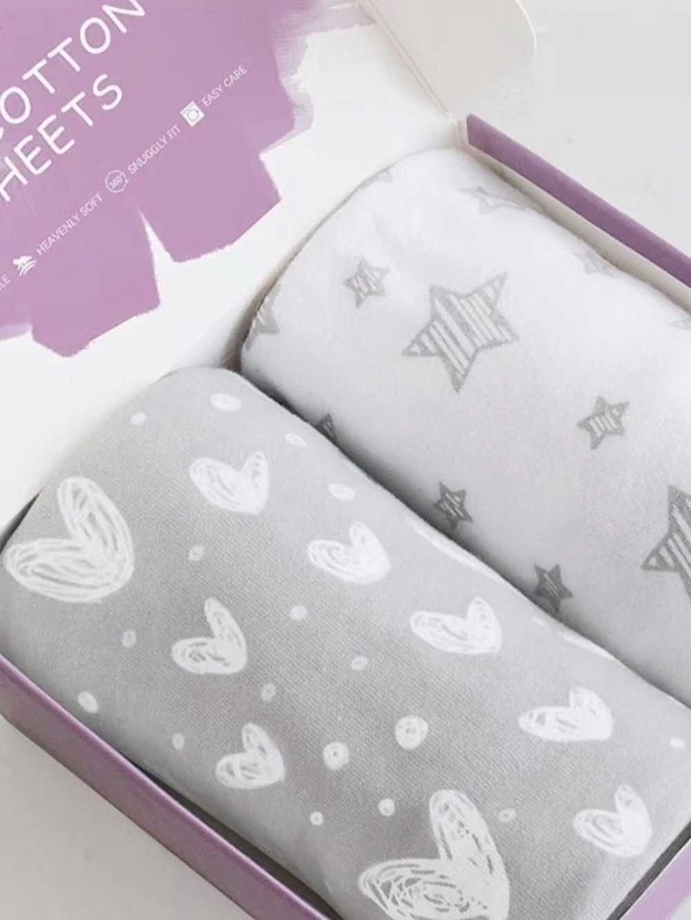 Ribban Cotton Diaper Bassinet Sheet in Cream & Gray
